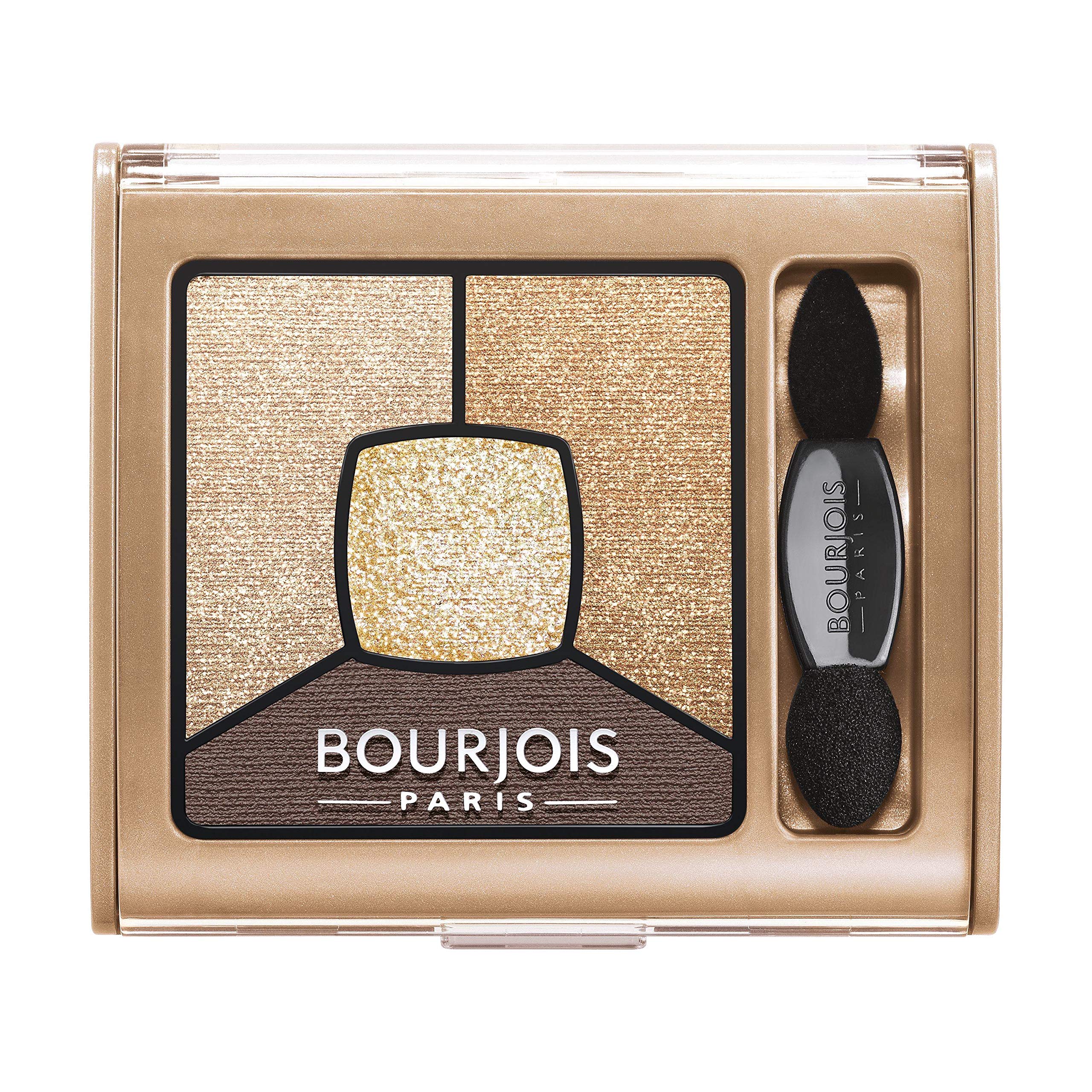 Bourjois Paris eyeshadow palette with brush on a white background