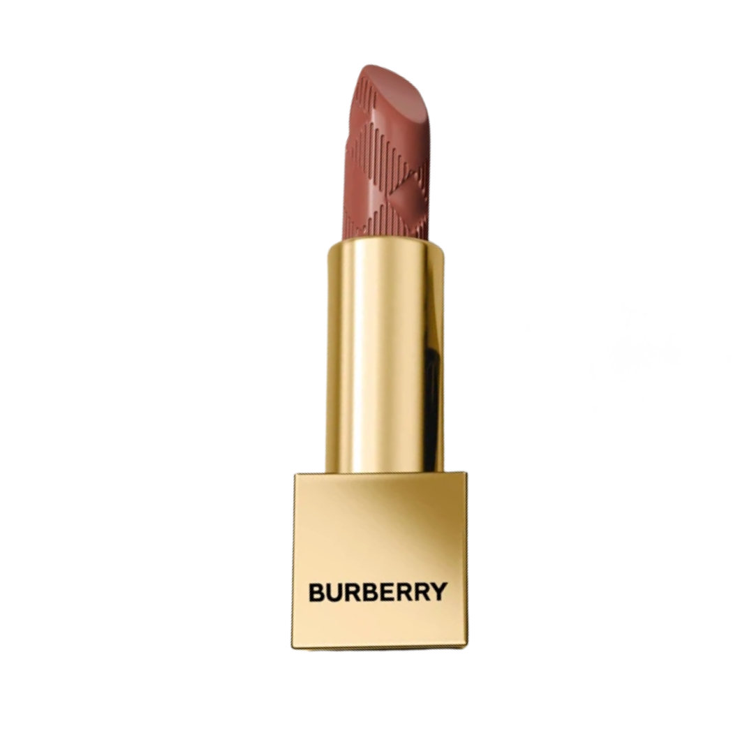 Burberry lipstick with gold casing on a white background
