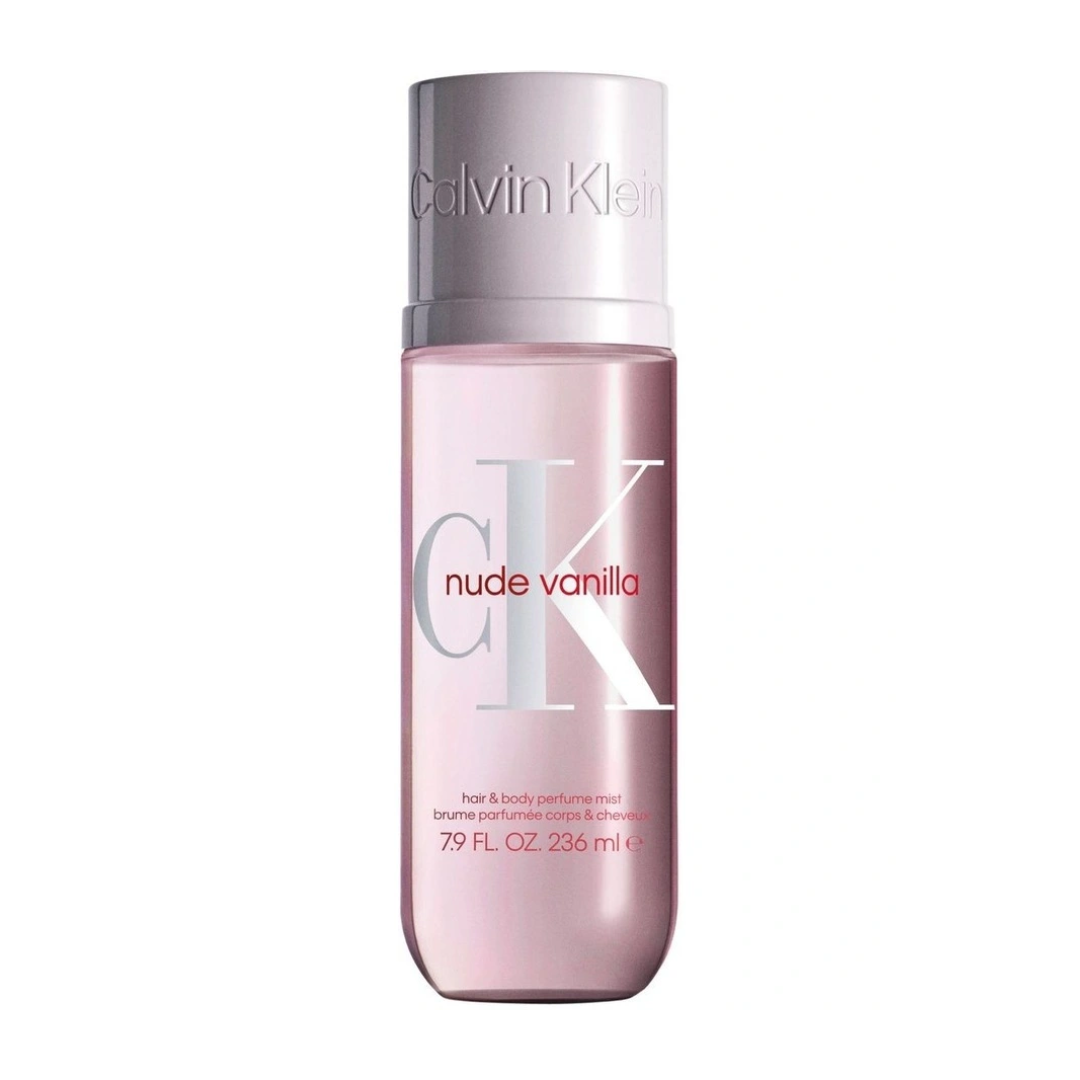 Calvin Klein CK nude vanilla perfume bottle on a white background