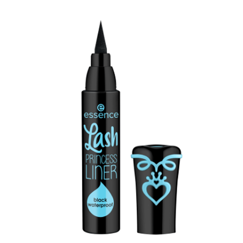 Black eyeliner pen with 'essence' branding on a white background