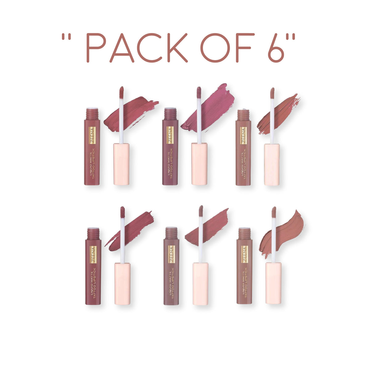 ZEENA LIQUID MATTE TATTOO LIPSTICK - Pack of 6