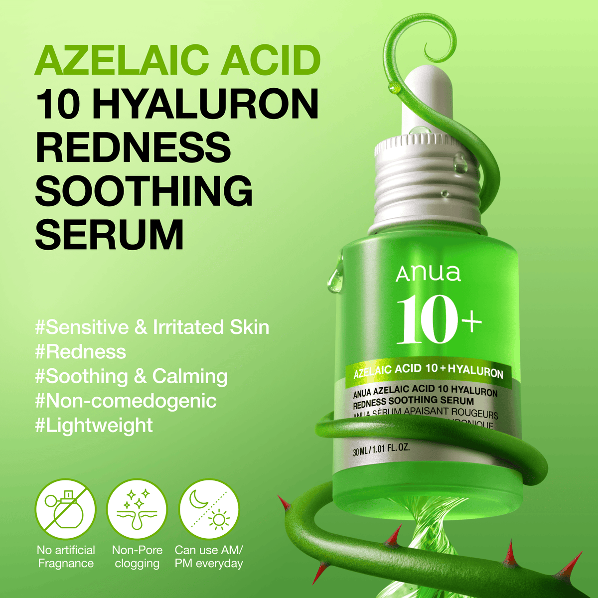 Azelaic Acid 10 Hyaluron Redness Soothing Serum - Anua