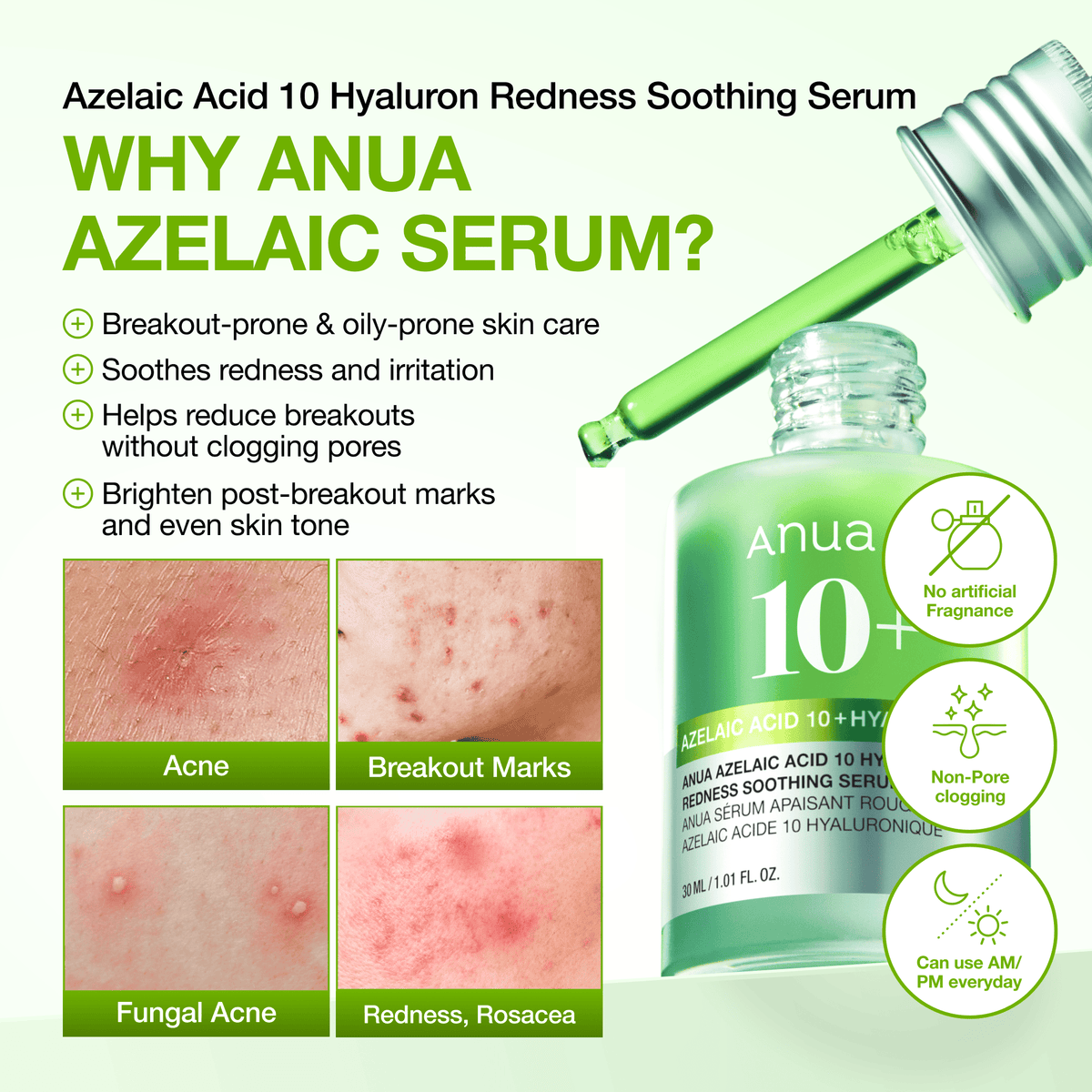 Azelaic Acid 10 Hyaluron Redness Soothing Serum - Anua