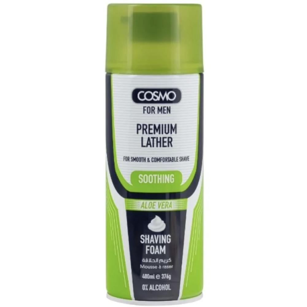 Cosmo Shaving Foam Soothing Aloe Vera - 400ml White Dome & Bottom