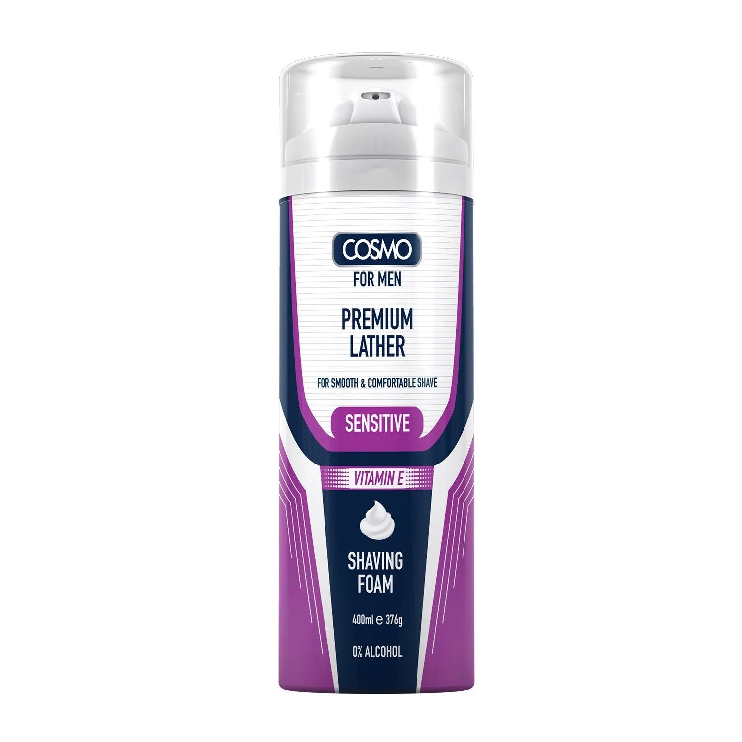 Cosmo Shaving Foam Sensitive Vitamine E - 400ml White Dome & Bottom