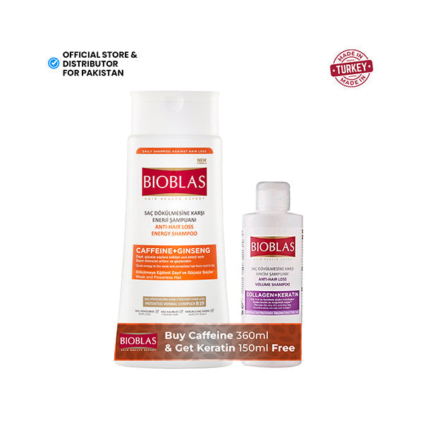 Bioblas - (Caffiene + Ginseng 360ml) - With (Free Collagen + Keratin 150ml)