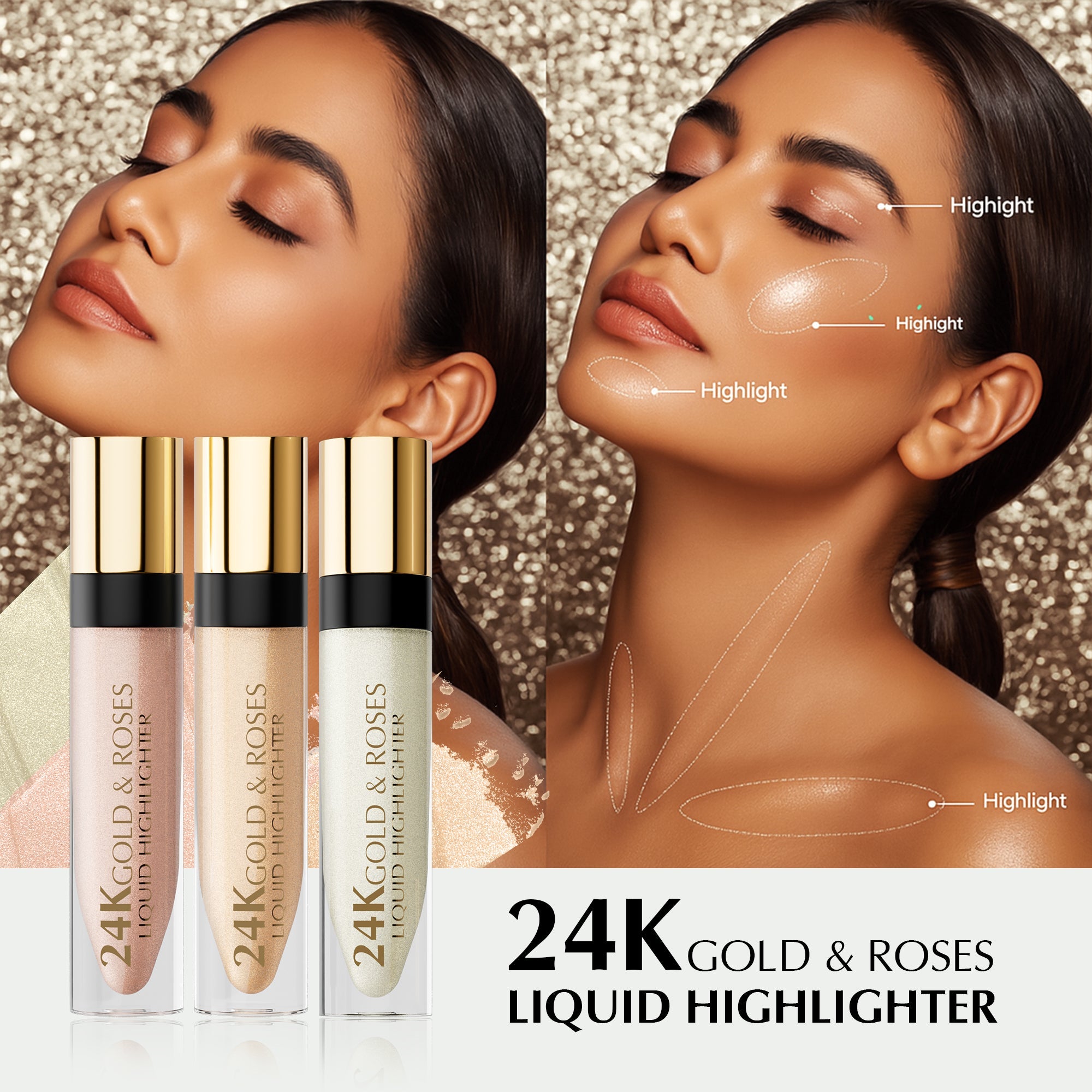 24K Gold & Roses Liquid Highlighter